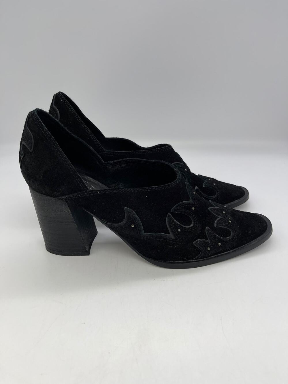 Free People Alamo Booties EU Size 38 US 7 Black Suede Western